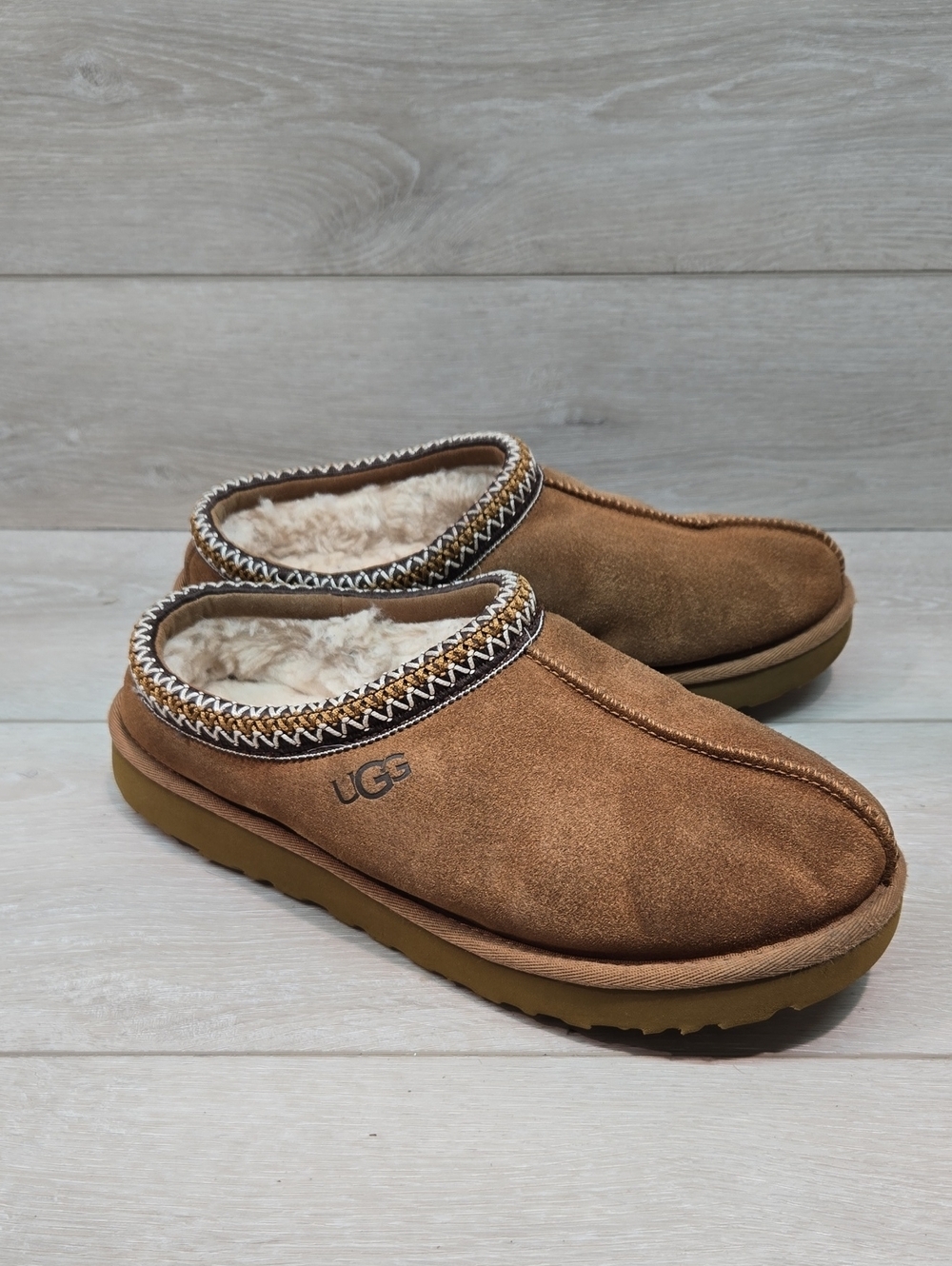 UGG Australia Women Tasman Mule Slippers in Chestnut Sheepskin Shoes Clog Sz 10